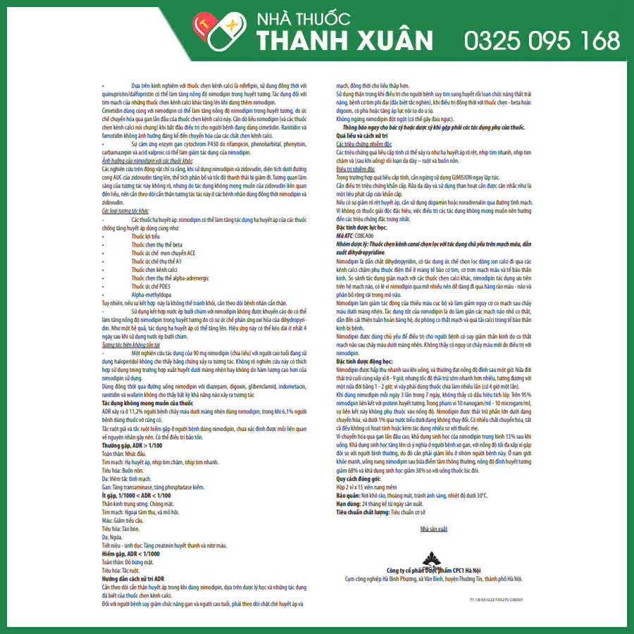 Gimision thuốc dự phòng và điều trị thiếu hụt thần kinh do thiếu máu cục bộ sau xuất huyết dưới màng nhện